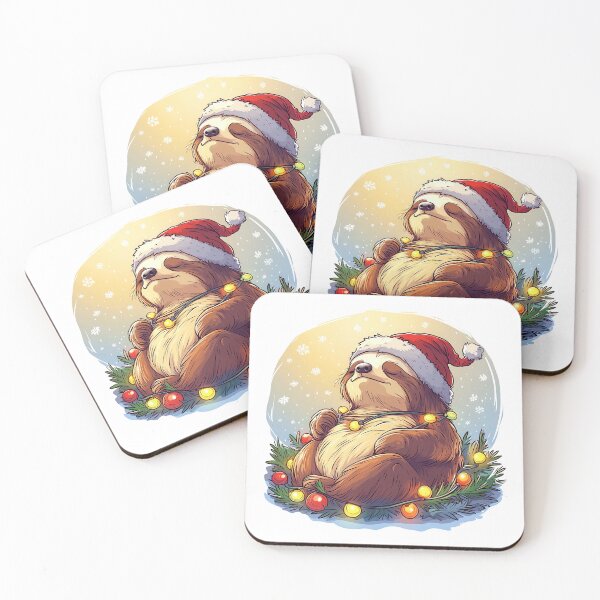 Item preview, Cozy Christmas sloth with Santa hat illustration designed and sold by olenapetol.