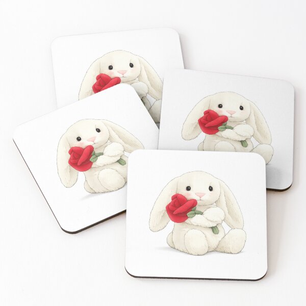 Item preview, Cream Bunny With Rose designed and sold by DecalRush.