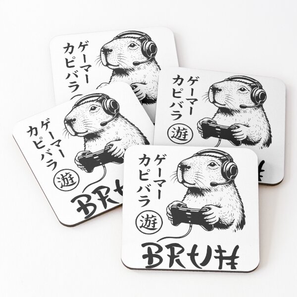 Item preview, Capybara Gamer Bruh Japanese Art Style Manatee - Vintage Ink Wash designed and sold by gunaone-design.