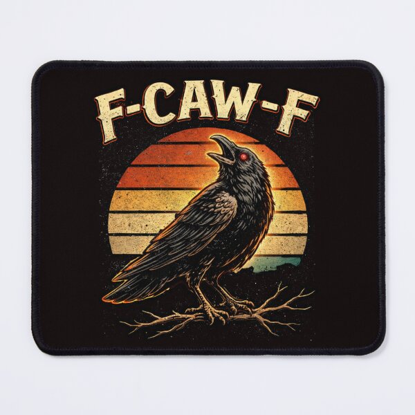 Item preview, Retro Raven “F-CAW-F” – Vintage Gothic Crow Illustration | Dark Rock T-Shirt Design designed and sold by FrameFlow.
