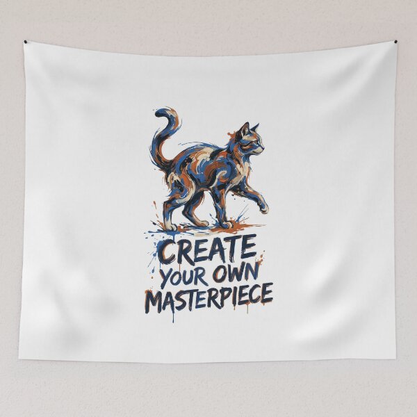 Item preview, Artistic Brush Stroke Cat with Create Your Own Masterpiece designed and sold by Quillway.