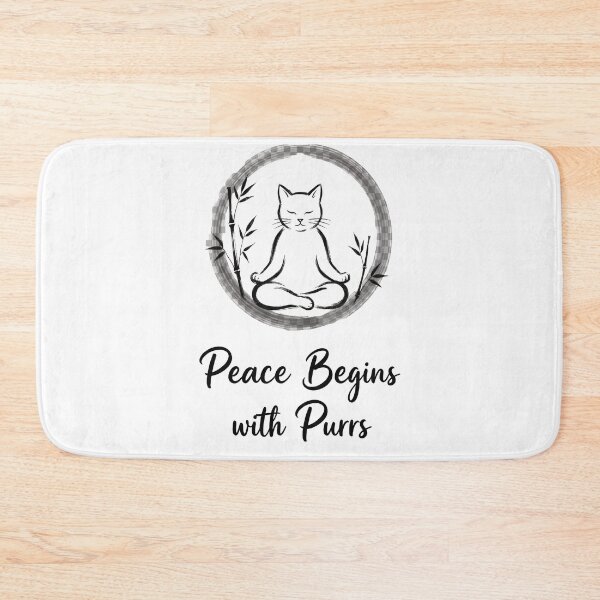 Item preview, Minimalist Zen Cat with Peace Begins with Purrs  designed and sold by Quillway.