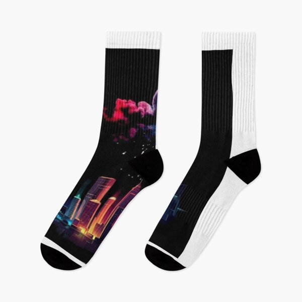 Item preview, Drawing of urban neon cityscape design  designed and sold by NivyasArtistry.