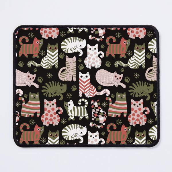 Item preview, Modern graphic cats doodle black, red and olive green designed and sold by pholiumsigma_design.