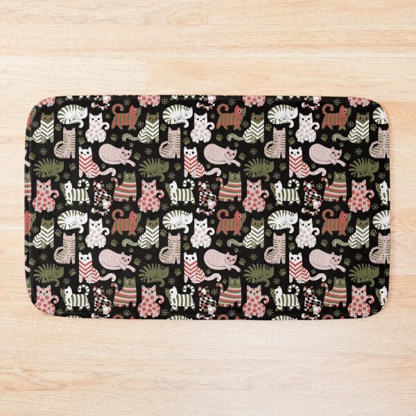 Item preview, Modern graphic cats doodle black, red and olive green designed and sold by pholiumsigma_design.