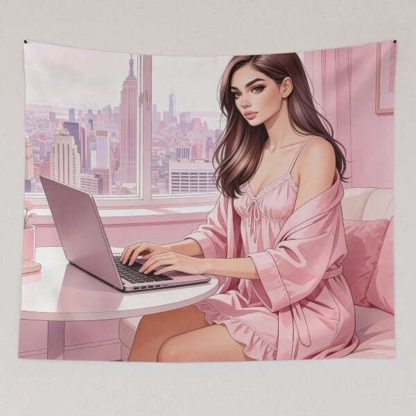 Item preview, City Girl Working at Home designed and sold by GlamourCutieAI.