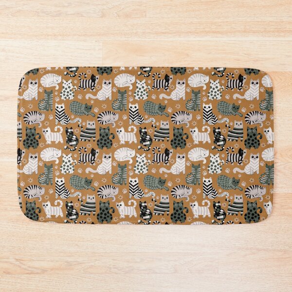Item preview, Modern graphic cats green and caramel designed and sold by pholiumsigma_design.