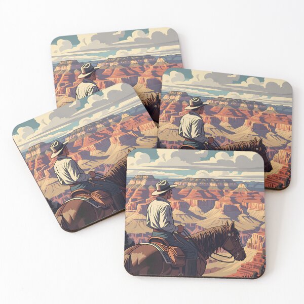 Artikelvorschau, Grand Canyon, Arizona – Cowboy am Rand | Vintage-Reiseposter entworfen und verkauft von Pattern-Parade.