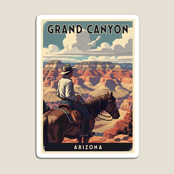 Item preview, Grand Canyon, Arizona – Cowboy at the Rim | Vintage Travel Poster Art designed and sold by Pattern-Parade.