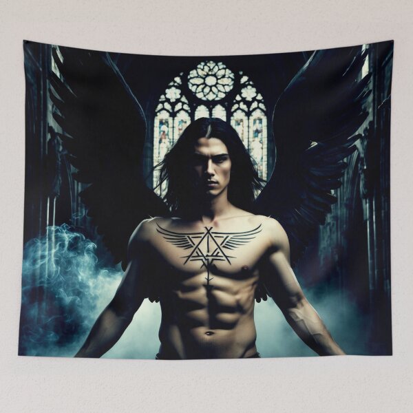 Item preview, fallen seraph – gothic cathedral – dark angel art designed and sold by Traumrausch.