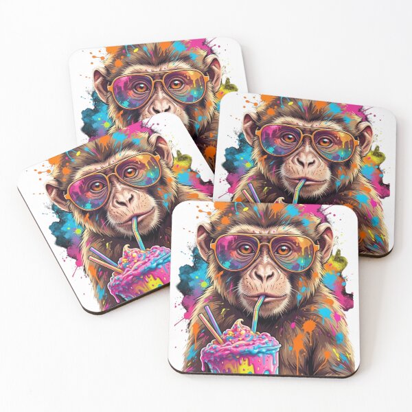 Aperçu de l'œuvre Portrait pop art vibrant d'un singe créée et vendue par rjjvstudio26.