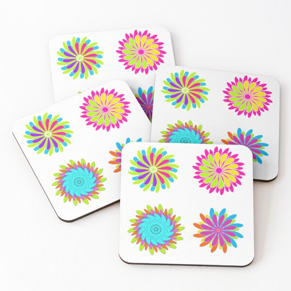 Item preview, Colorful Floral Mandala Sticker Set | Bright Abstract Flowers designed and sold by MysticPurpleHue.