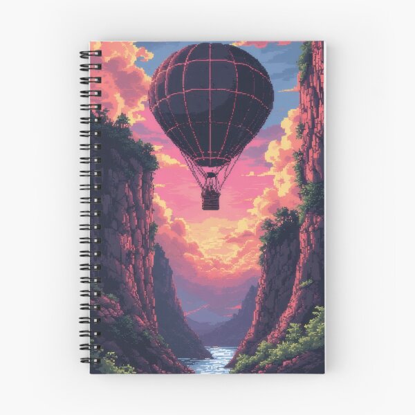 Item preview, Hot air balloon over deep canyon (pixel art) designed and sold by Mianku | Für das Leben.