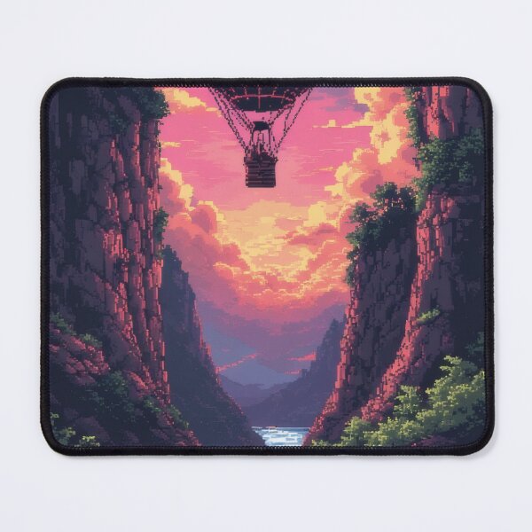 Item preview, Hot air balloon over deep canyon (pixel art) designed and sold by Mianku | Für das Leben.