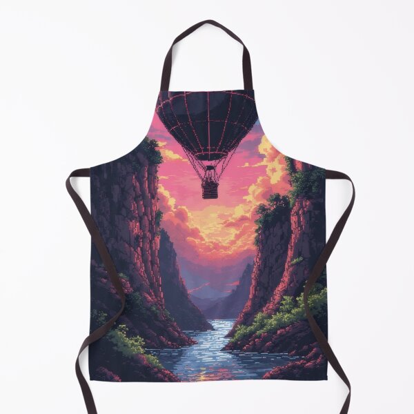 Item preview, Hot air balloon over deep canyon (pixel art) designed and sold by Mianku | Für das Leben.