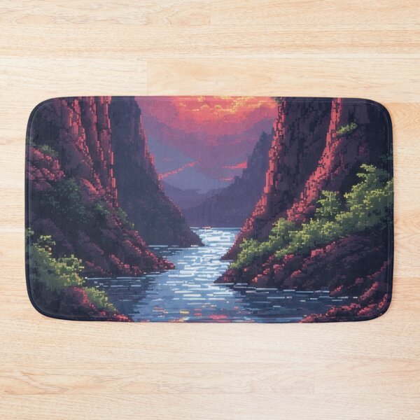 Item preview, Hot air balloon over deep canyon (pixel art) designed and sold by Mianku | Für das Leben.