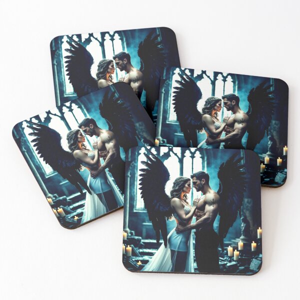 Item preview, dark angel couple – fallen love – gothic romance art designed and sold by Traumrausch.