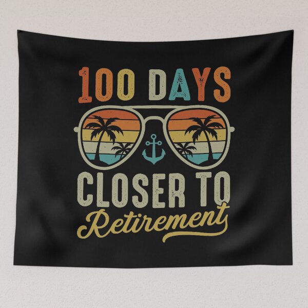 Item preview, 100 Days Closer to Retirement Funny Retired Teacher Retro Sunset Countdown designed and sold by gunaone-design.