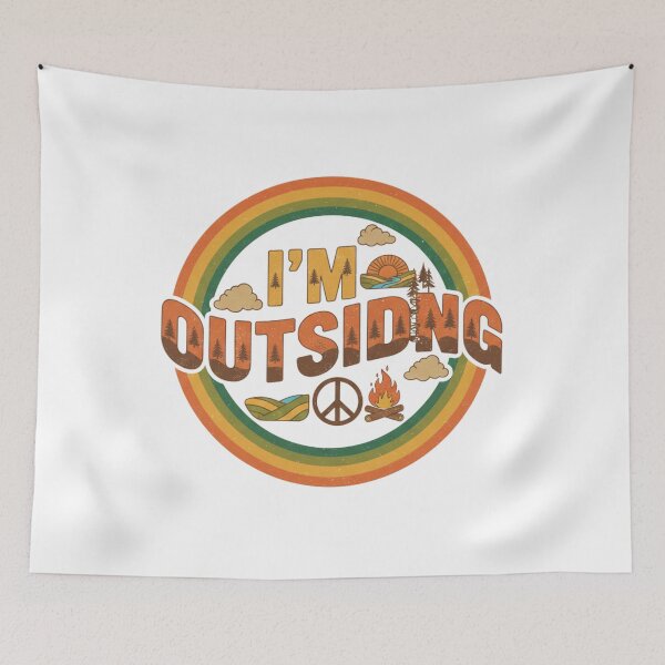 Item preview, I Am Outsiding Retro Adventure Badge - Vintage Nature & Hiking Quote designed and sold by Wear Sculpt.