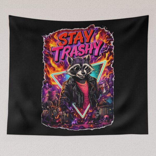 Item preview, stay trashy raccoon meme designed and sold by zuzzelek44.