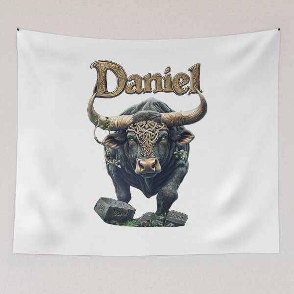 Item preview, Daniel Taurus – Powerful Zodiac Bull Name Art designed and sold by AlexLineArt.