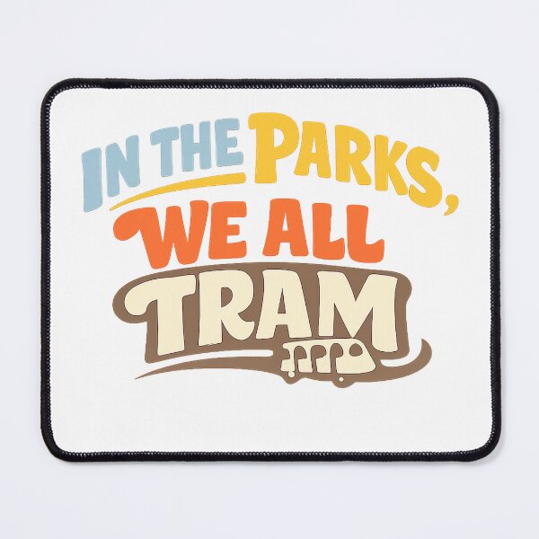 Item preview, In the Parks, We All Tram – Retro 1970s Disney Theme Park Tee designed and sold by Theme Snark.