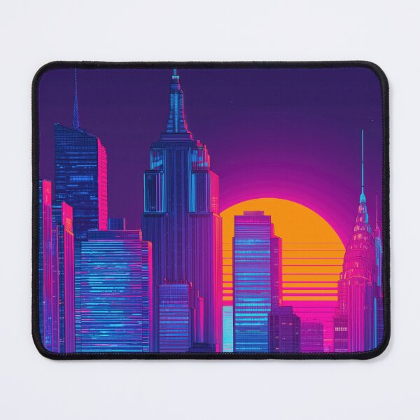 Item preview, NYC Neon Skyline Retro Sun Reflections designed and sold by SkylineVistas Designs.