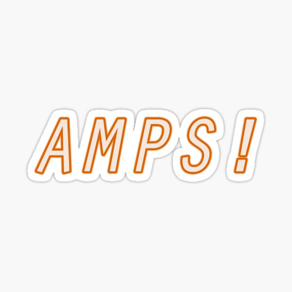 "AMPS! Orange" Sticker by alienfolklore Redbubble