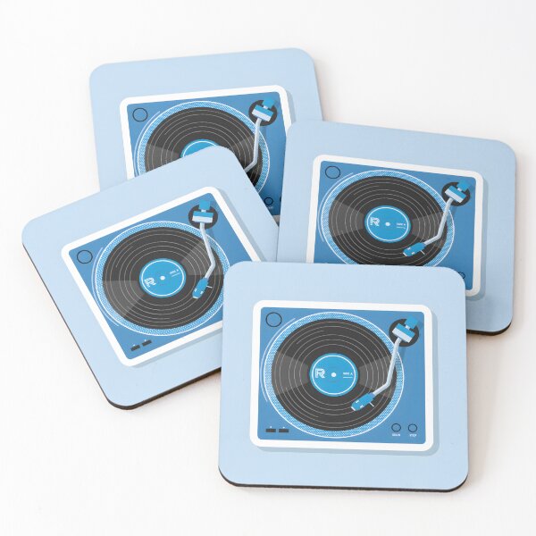 Item preview, Retro blue vinyl record player sticker in flat design style designed and sold by homydesign.