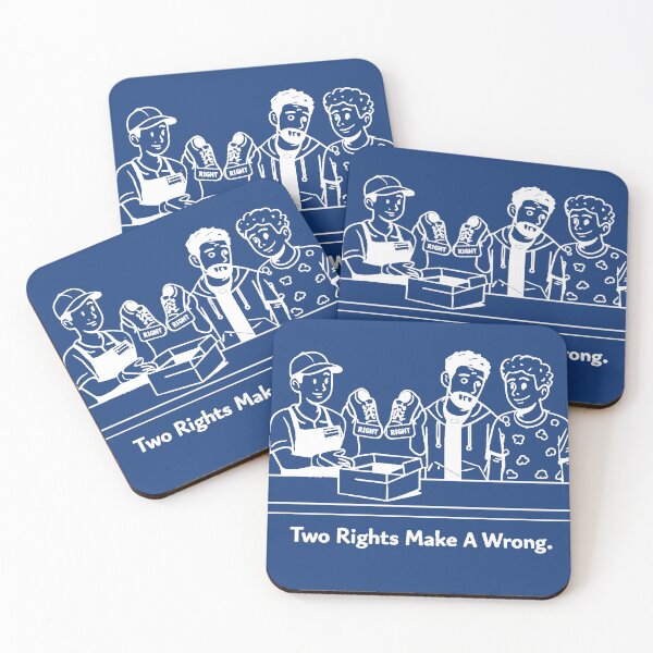Item preview, Two Rights Make A Wrong – Funny Gay Couple Shoe Store Mix-Up (White Line Art) designed and sold by Elando1212.