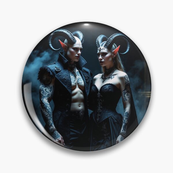 Item preview, demon couple – dark gothic lovers – infernal elegance art designed and sold by Traumrausch.