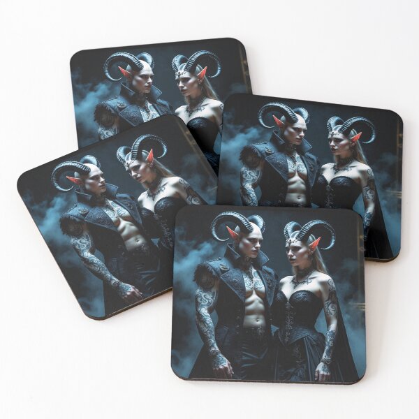 Item preview, demon couple – dark gothic lovers – infernal elegance art designed and sold by Traumrausch.