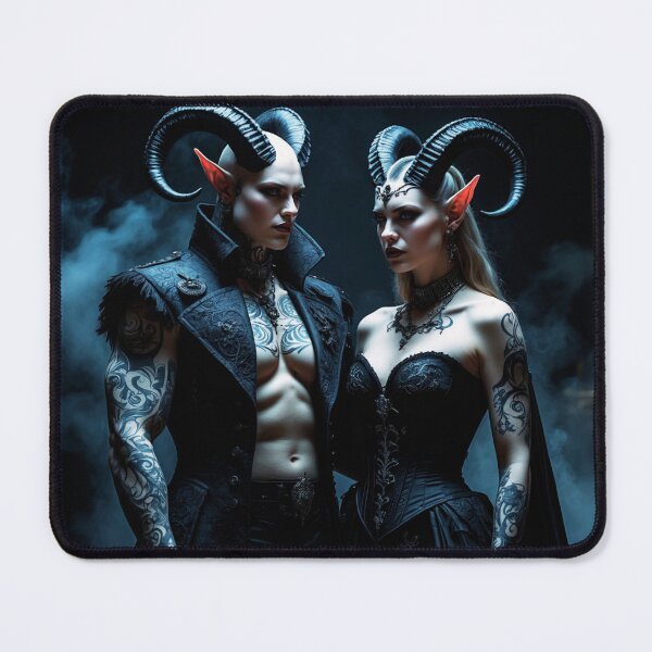 Item preview, demon couple – dark gothic lovers – infernal elegance art designed and sold by Traumrausch.