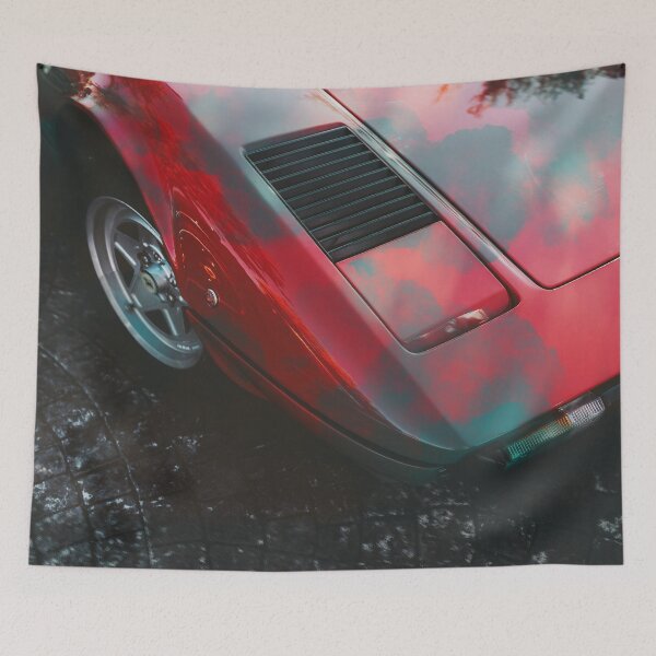 Item preview, Retro Ferrari Synthwave Glitch Art Poster designed and sold by XIFIDESIGNS.