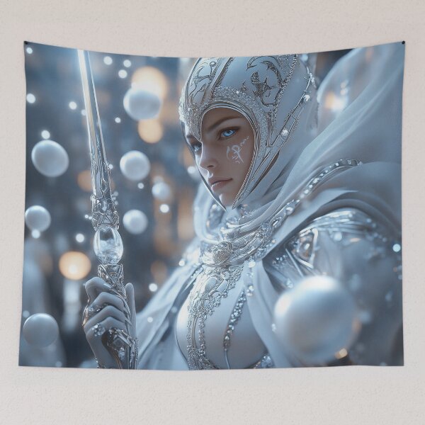 Item preview, Silent Blade, Sacred Light | Celestial Priestess Warrior Fantasy Portrait designed and sold by VisionaryVeils.