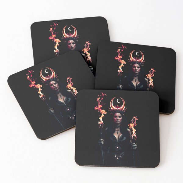 Item preview, dark moon priestess – infernal goddess – occult fire ritual art designed and sold by Traumrausch.