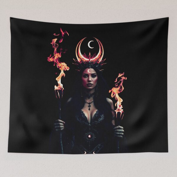 Item preview, dark moon priestess – infernal goddess – occult fire ritual art designed and sold by Traumrausch.