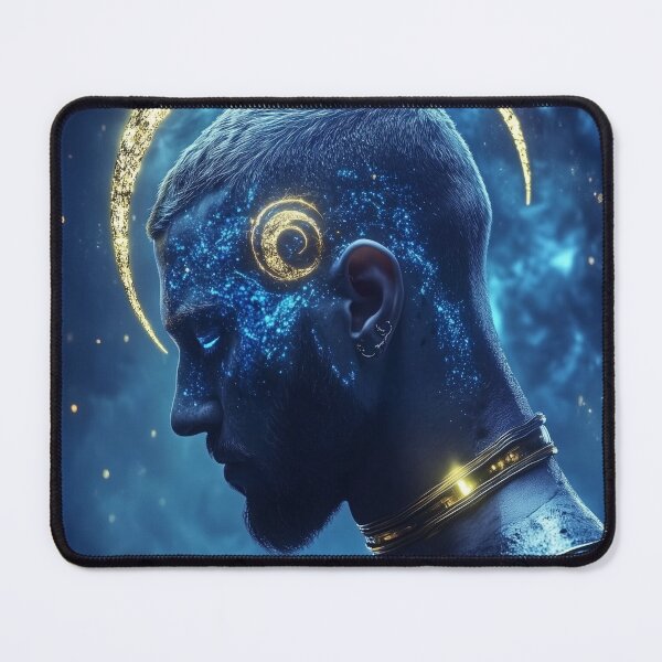 Item preview, Moonborne Silence | Celestial Divine Masculine Portrait in Gold & Blue designed and sold by VisionaryVeils.