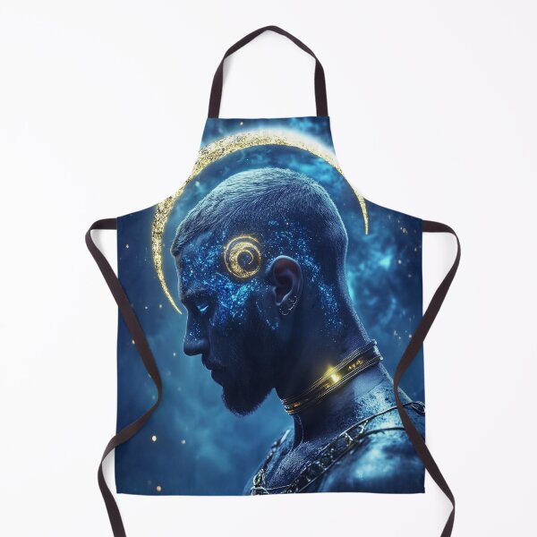 Item preview, Moonborne Silence | Celestial Divine Masculine Portrait in Gold & Blue designed and sold by VisionaryVeils.
