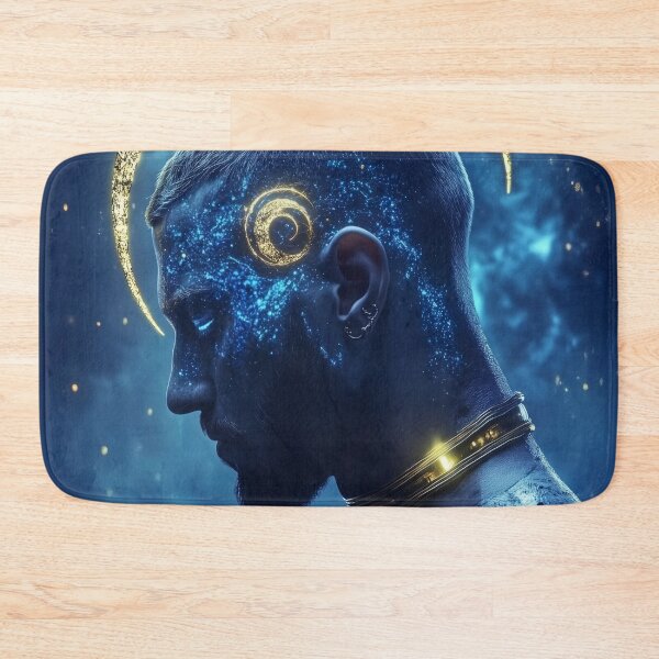 Item preview, Moonborne Silence | Celestial Divine Masculine Portrait in Gold & Blue designed and sold by VisionaryVeils.