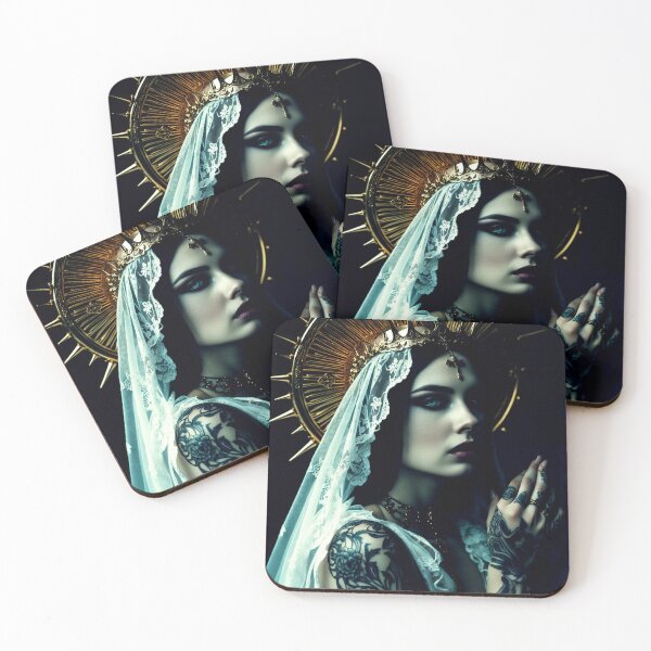 Item preview, gothic madonna – dark sacred queen – baroque veil art designed and sold by Traumrausch.