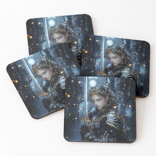 Item preview, Queen of Starlit Steel | Divine Feminine Warrior Portrait in Midnight & Gold designed and sold by VisionaryVeils.