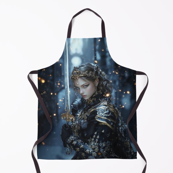 Item preview, Queen of Starlit Steel | Divine Feminine Warrior Portrait in Midnight & Gold designed and sold by VisionaryVeils.