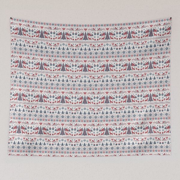 Item preview, Nordic Christmas Village Pattern | Scandinavian Winter Folk Art Print designed and sold by Shoppersoul.