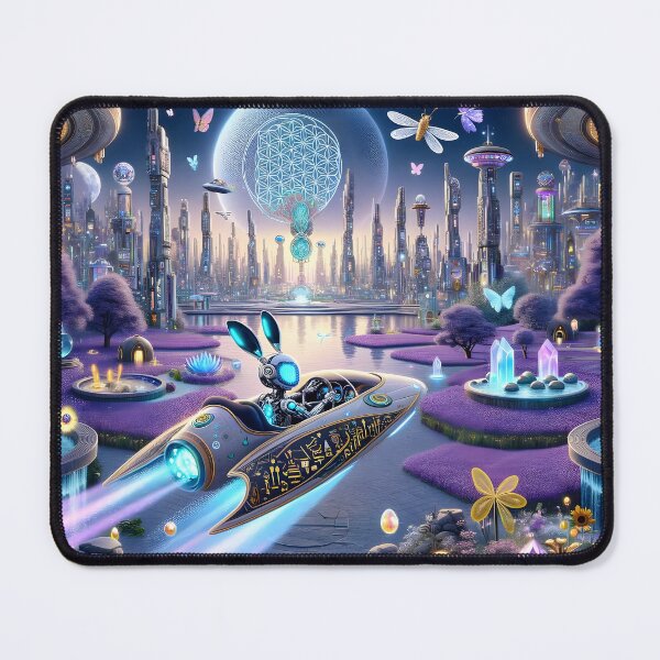 Item preview, Cyborg Rabbit aboard a Futuristic Flying Car 8L6P120TH4 designed and sold by OsirizyahDesign.