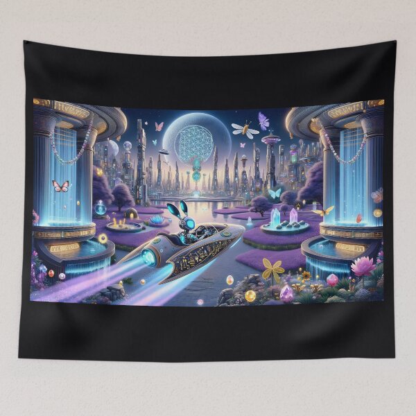 Item preview, Cyborg Rabbit aboard a Futuristic Flying Car 8L6P120TH4 designed and sold by OsirizyahDesign.