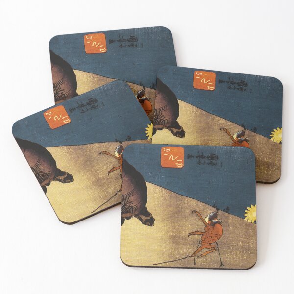 Item preview, Turtle and Crab with Yellow Flowers - Vintage Japanese Woodblock Print designed and sold by Open Canvas.