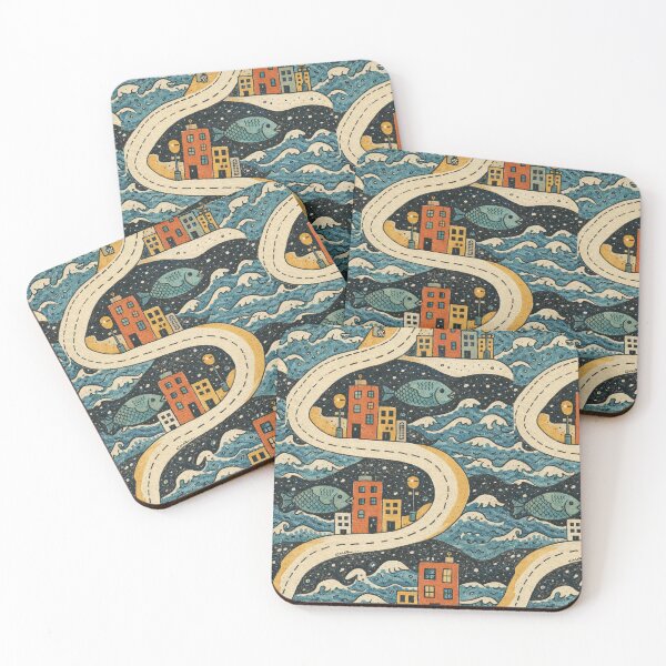Item preview, Small Cities in a Wide Ocean designed and sold by EvaArtHome.