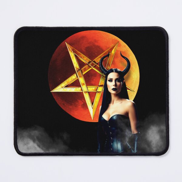 Item preview, dark demon priestess – pentagram moon – dark fantasy art designed and sold by Traumrausch.