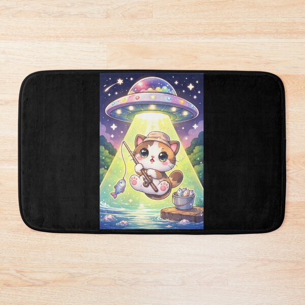 Item preview, Kawaii Fishing Cat Ailen UFO Abduction Kawaii Cat Abduction designed and sold by zuzzelek44.